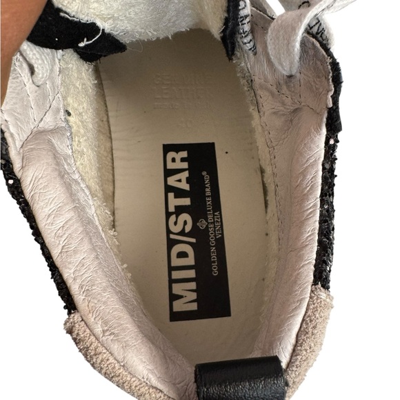 Golden Goose Mid Star Glitter Leather Sneakers In Black Size EU 40 - Picture 7 of 11